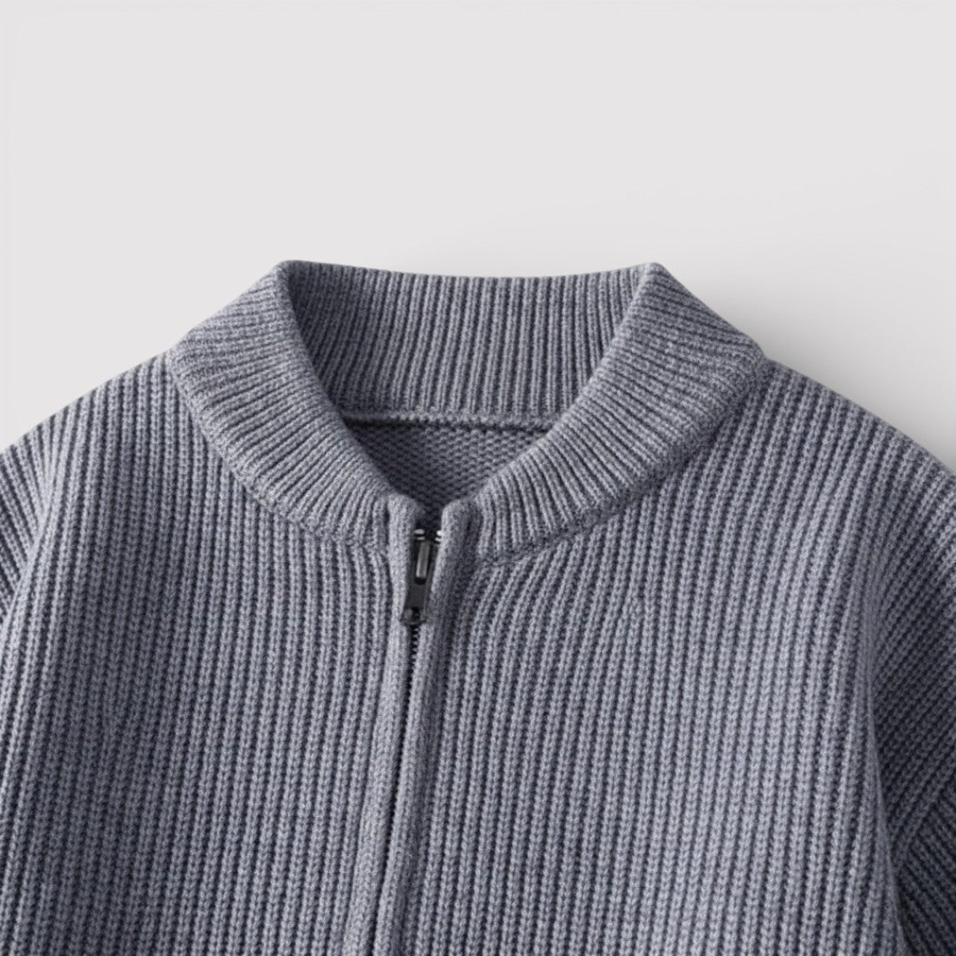 OSCAR ライトウェイト・リブ・ジップ・カーディガン