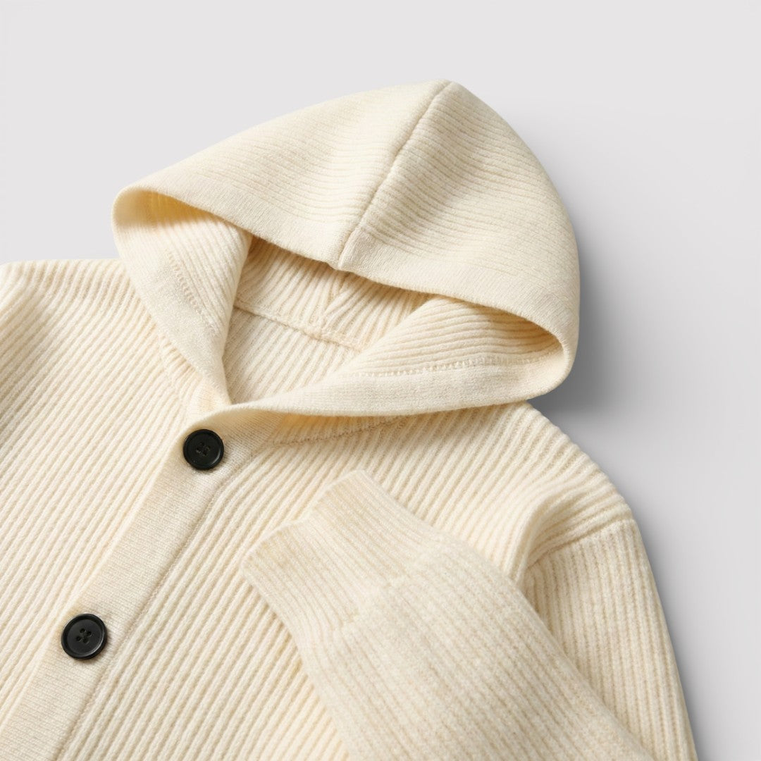 ARNO リブ編みフードカーディガン