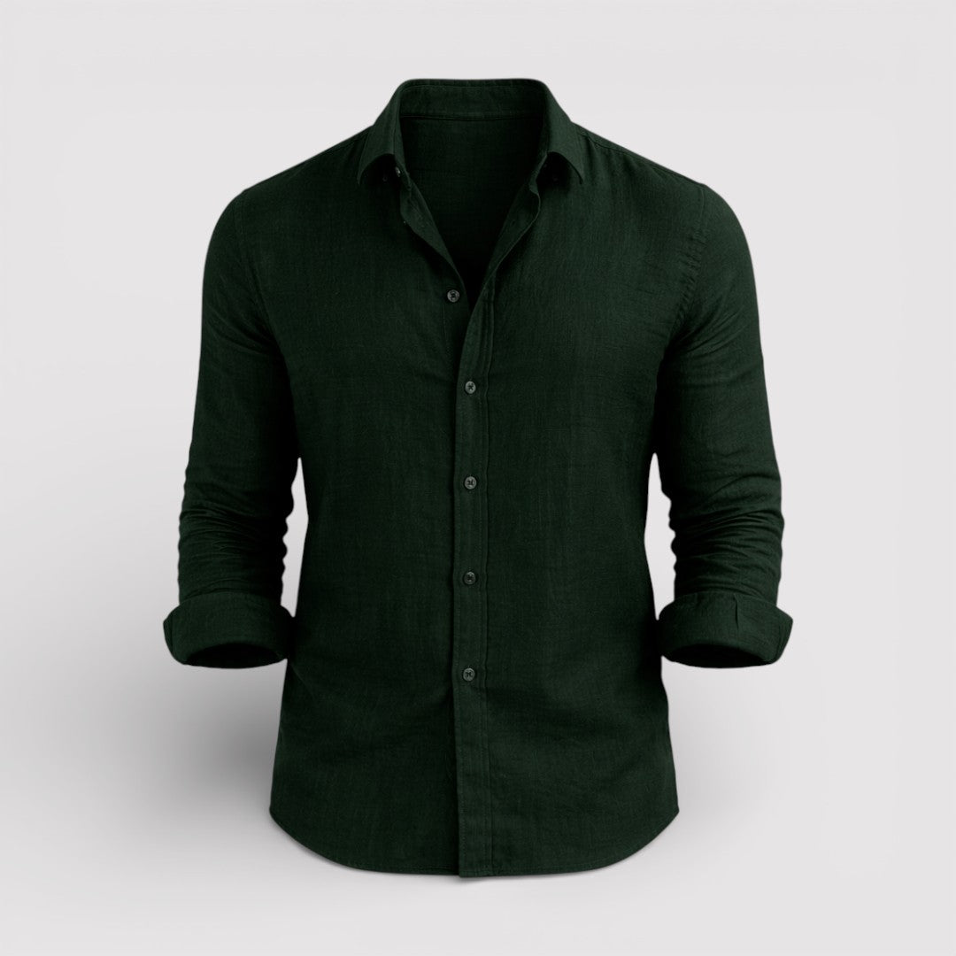 ORVIN 通気性リネン混シャツ