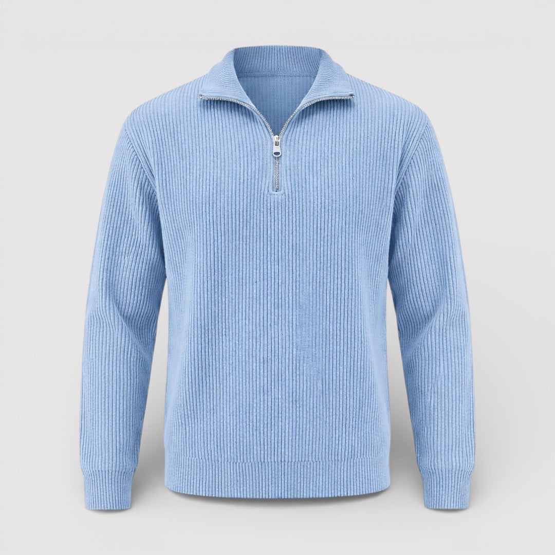 RONEL  テクスチャード・リブ・ハーフジップ・ニット