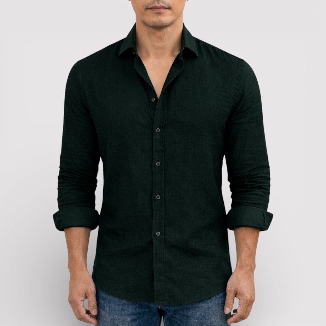 ORVIN 通気性リネン混シャツ