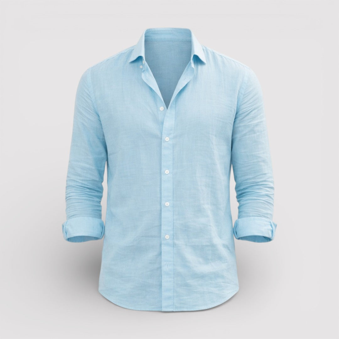 ORVIN 通気性リネン混シャツ