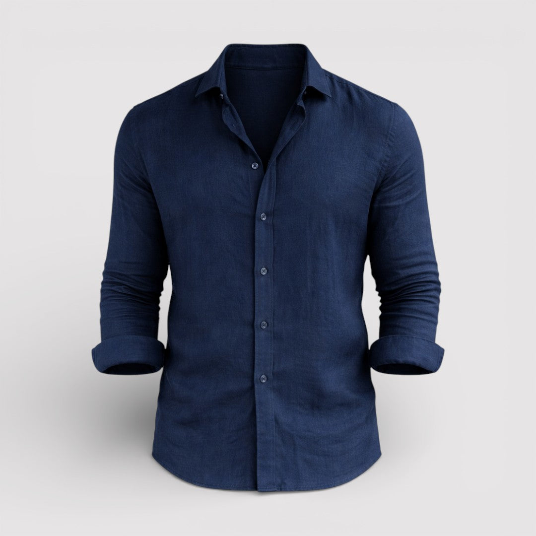 ORVIN 通気性リネン混シャツ