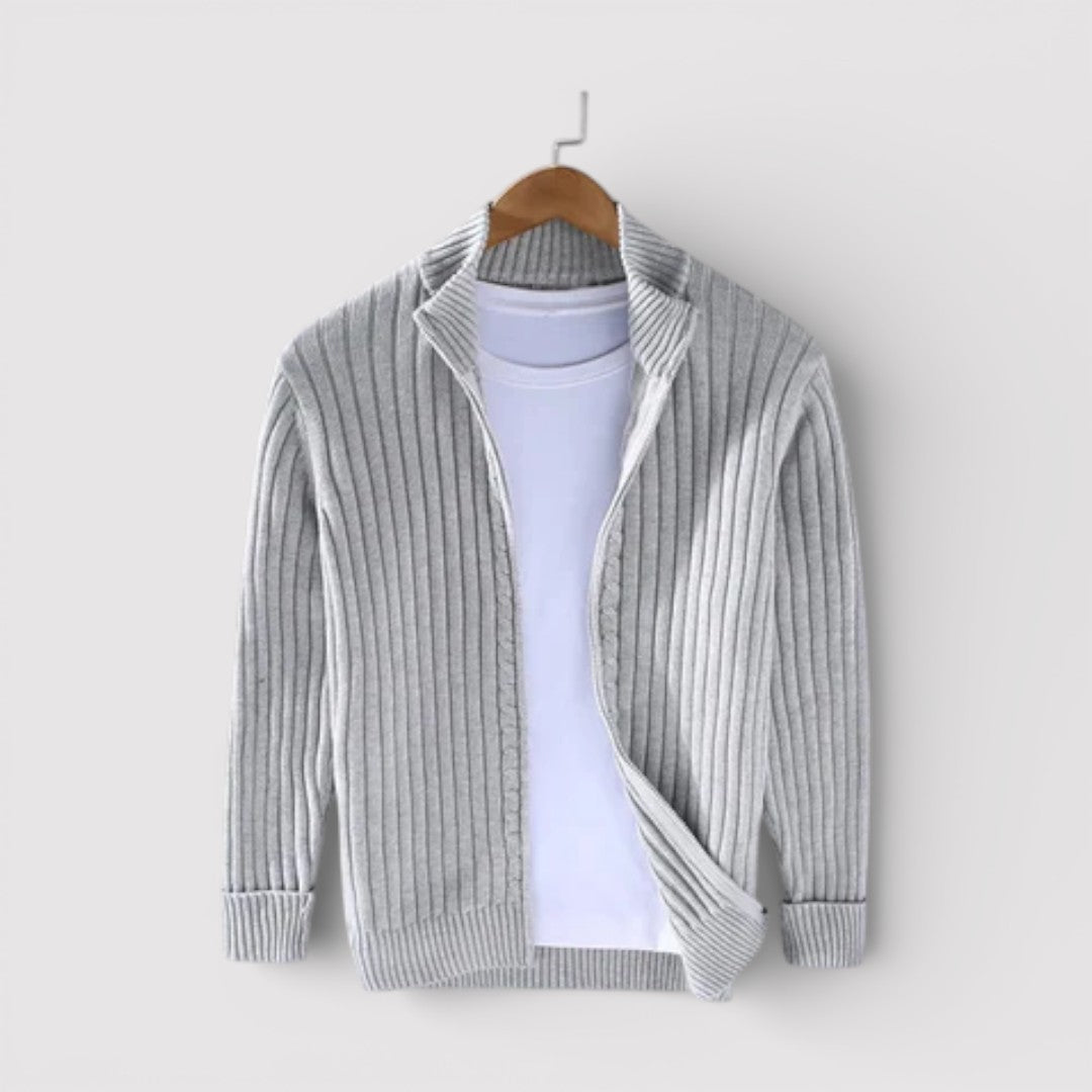 EDGAR テクスチャード・リブ・ジップ・カーディガン