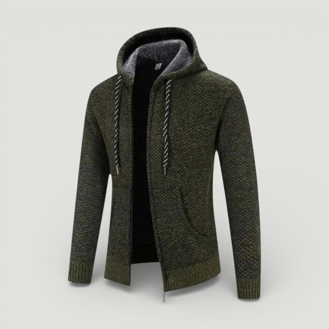 NOLANO テクスチャードニット・ジップパーカー