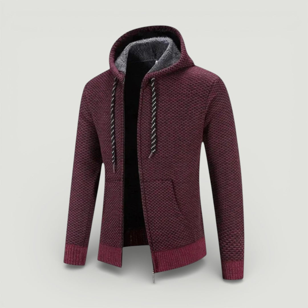 NOLANO テクスチャードニット・ジップパーカー