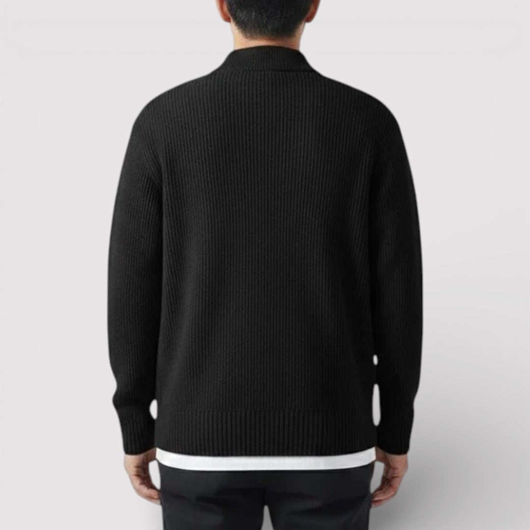 OSCAR ライトウェイト・リブ・ジップ・カーディガン