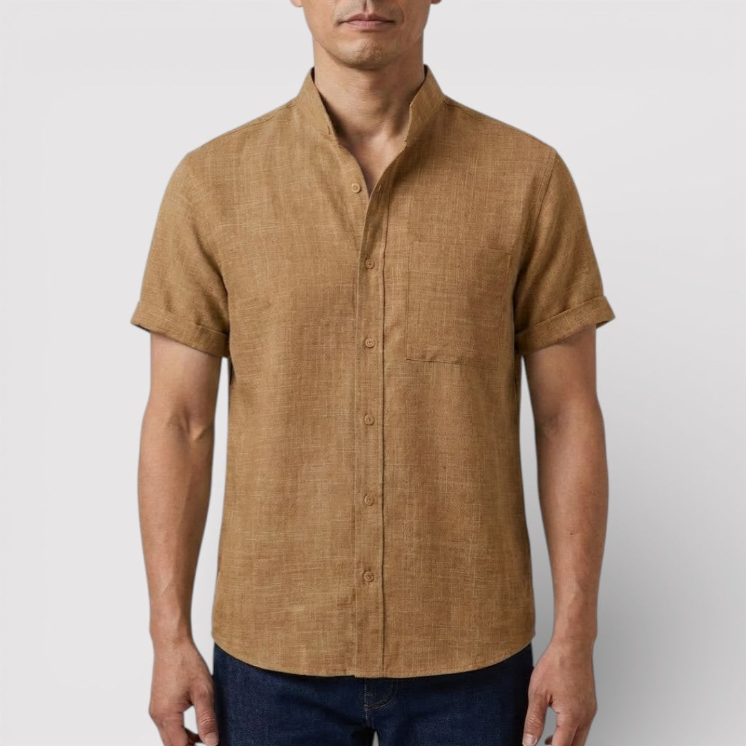 WILSON 通気性リネン混半袖シャツ