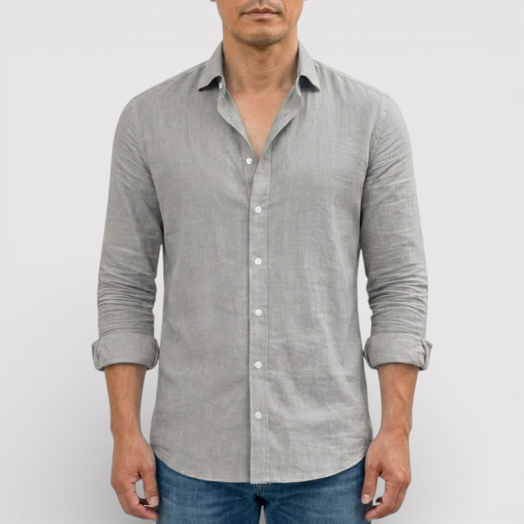 ORVIN 通気性リネン混シャツ