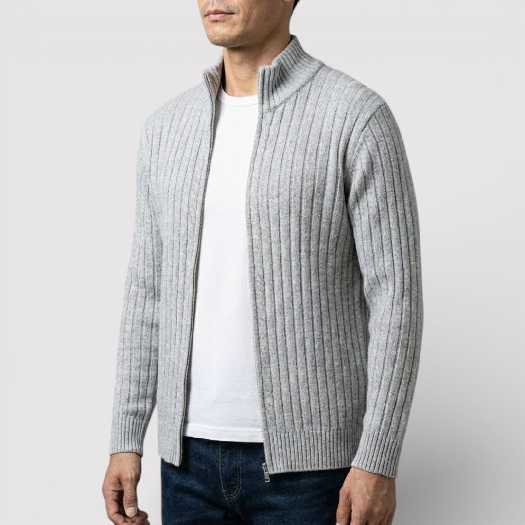EDGAR テクスチャード・リブ・ジップ・カーディガン