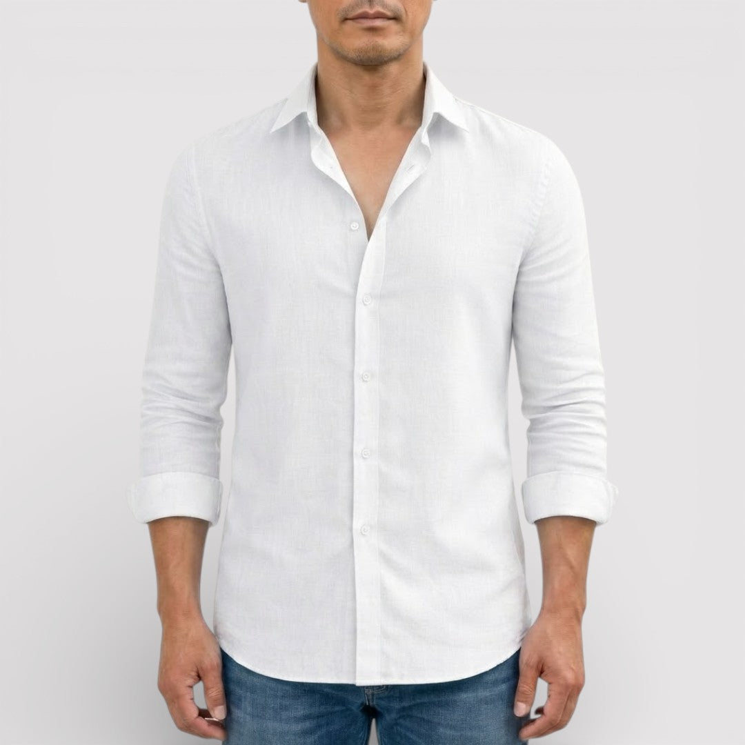 ORVIN 通気性リネン混シャツ