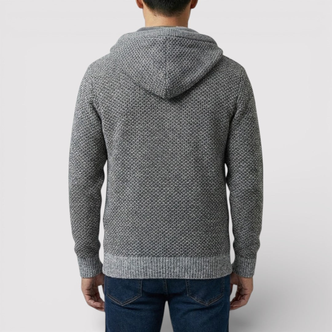 NOLANO テクスチャードニット・ジップパーカー