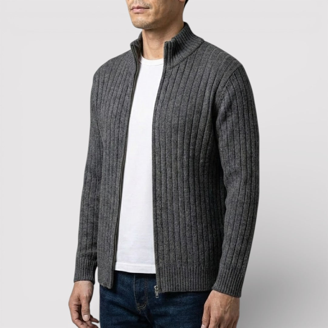 EDGAR テクスチャード・リブ・ジップ・カーディガン