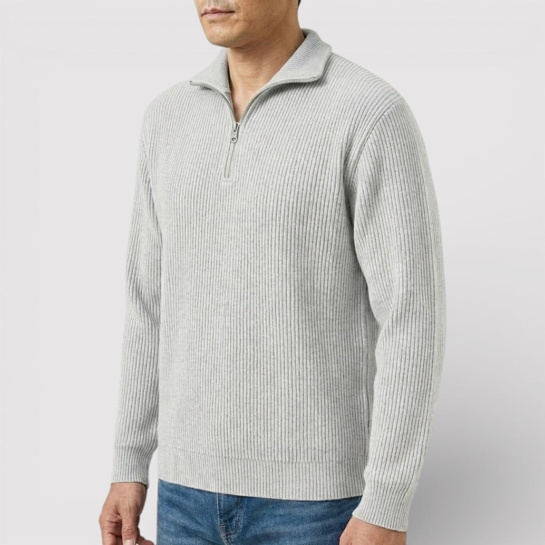 RONEL  テクスチャード・リブ・ハーフジップ・ニット