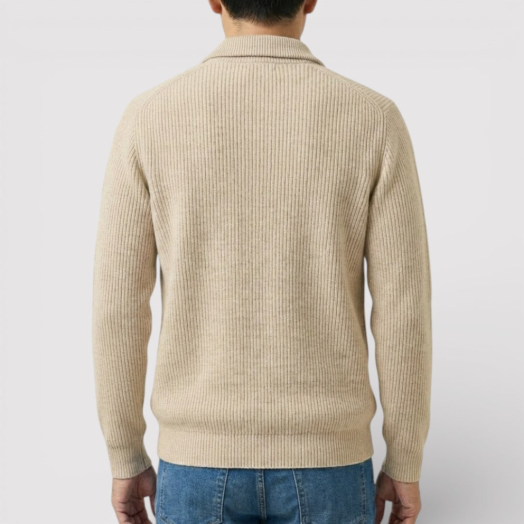 RONEL  テクスチャード・リブ・ハーフジップ・ニット