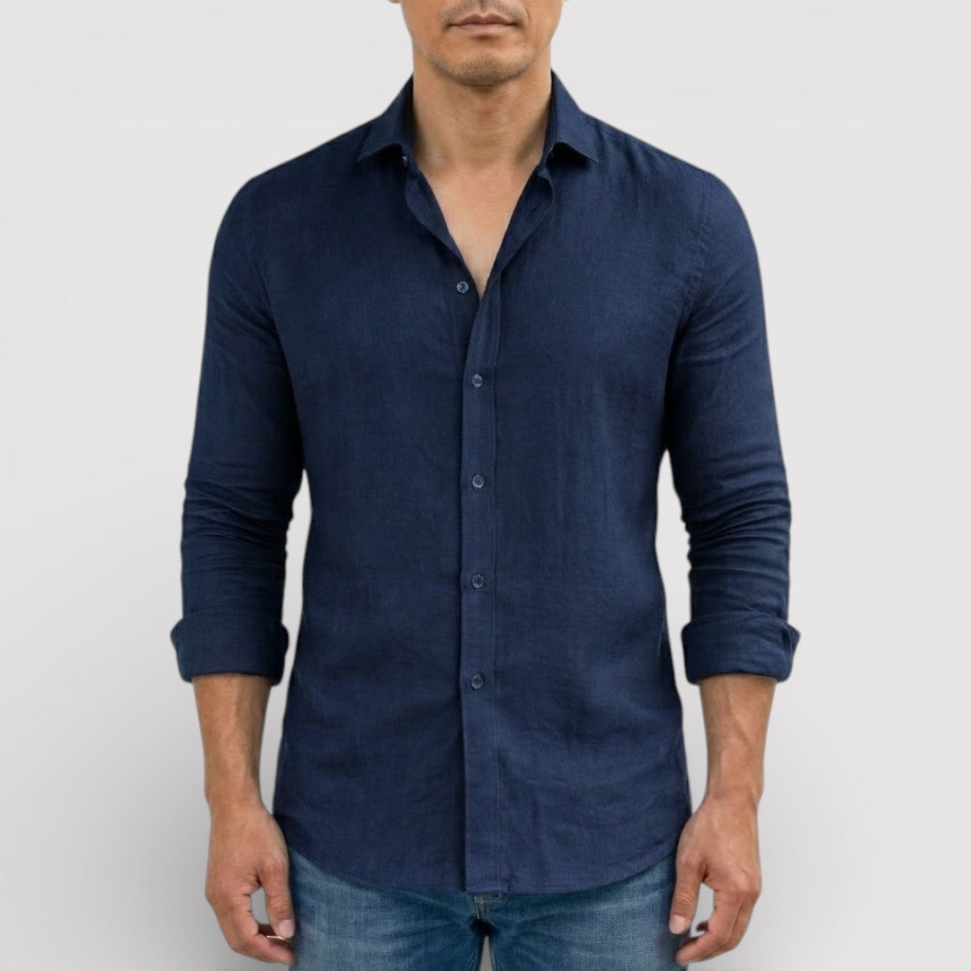 ORVIN 通気性リネン混シャツ