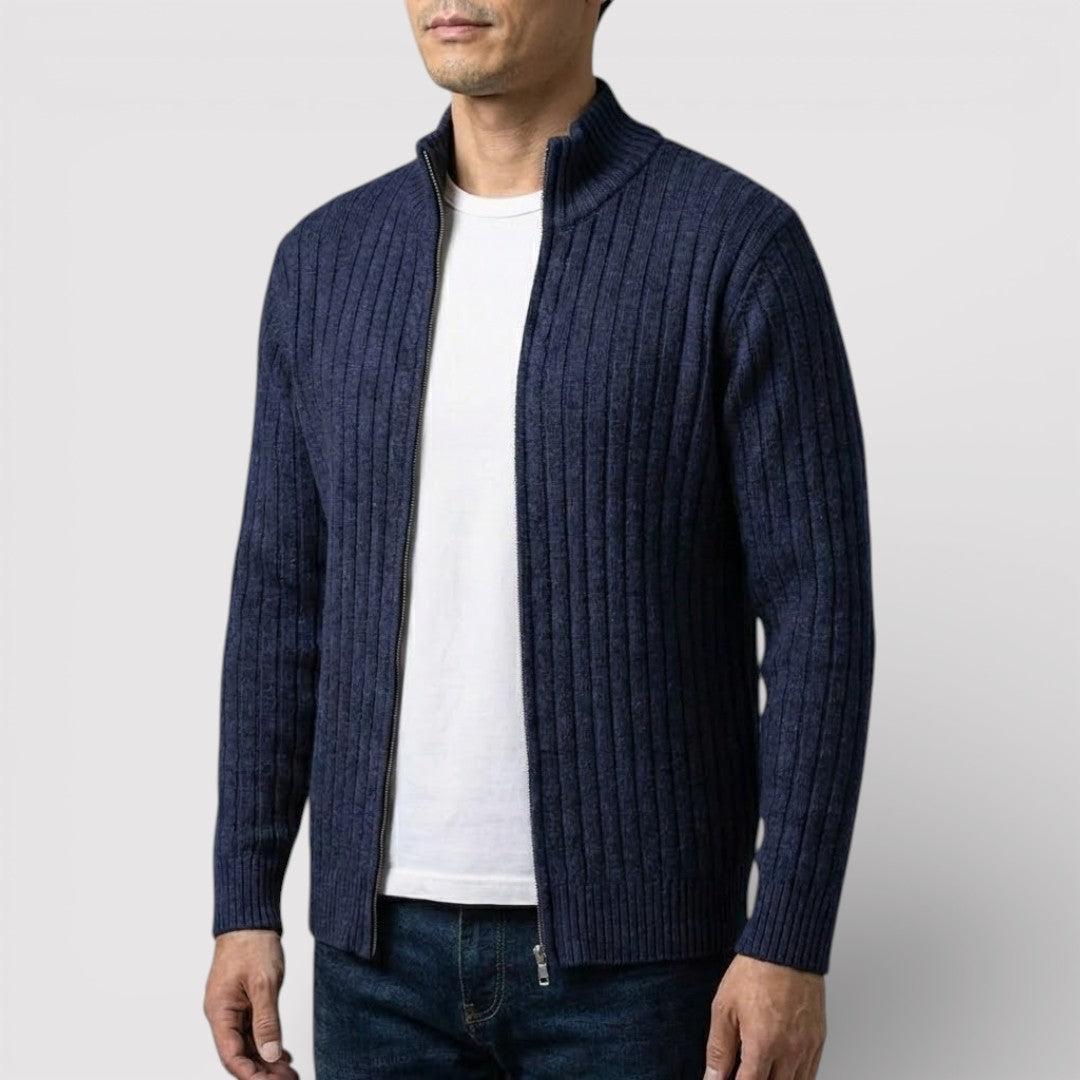 EDGAR テクスチャード・リブ・ジップ・カーディガン