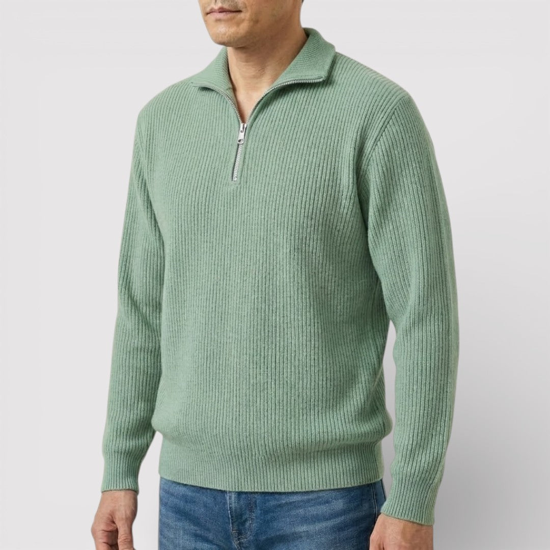 RONEL  テクスチャード・リブ・ハーフジップ・ニット