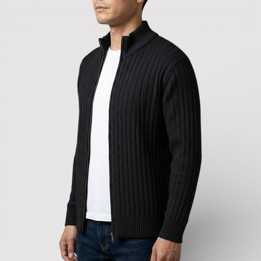 EDGAR テクスチャード・リブ・ジップ・カーディガン