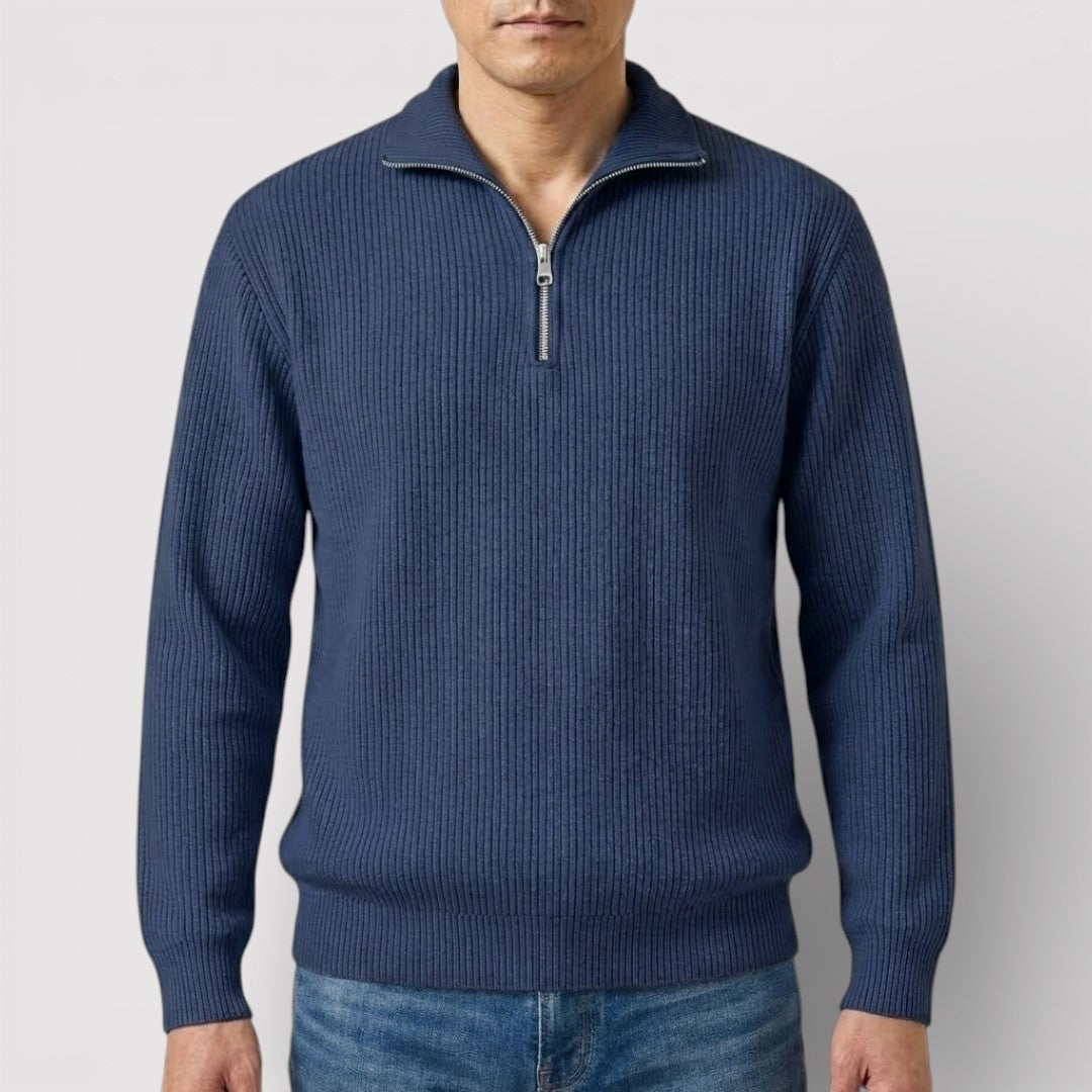 RONEL  テクスチャード・リブ・ハーフジップ・ニット