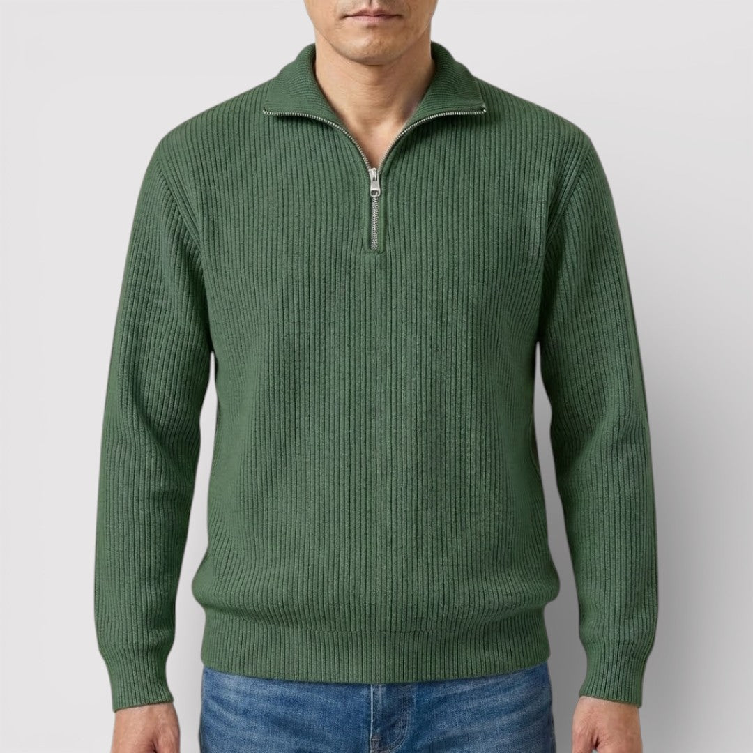 RONEL  テクスチャード・リブ・ハーフジップ・ニット