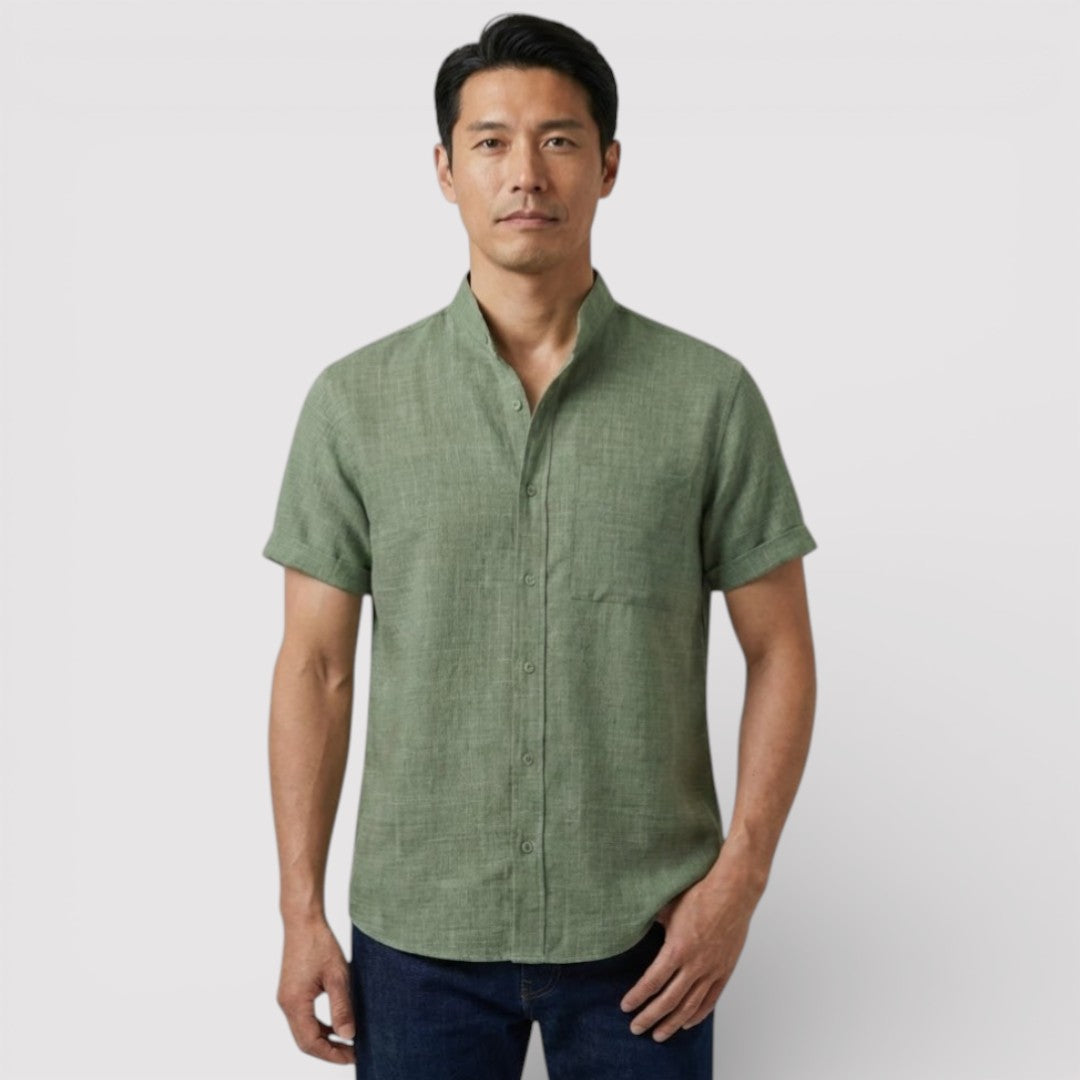 WILSON 通気性リネン混半袖シャツ