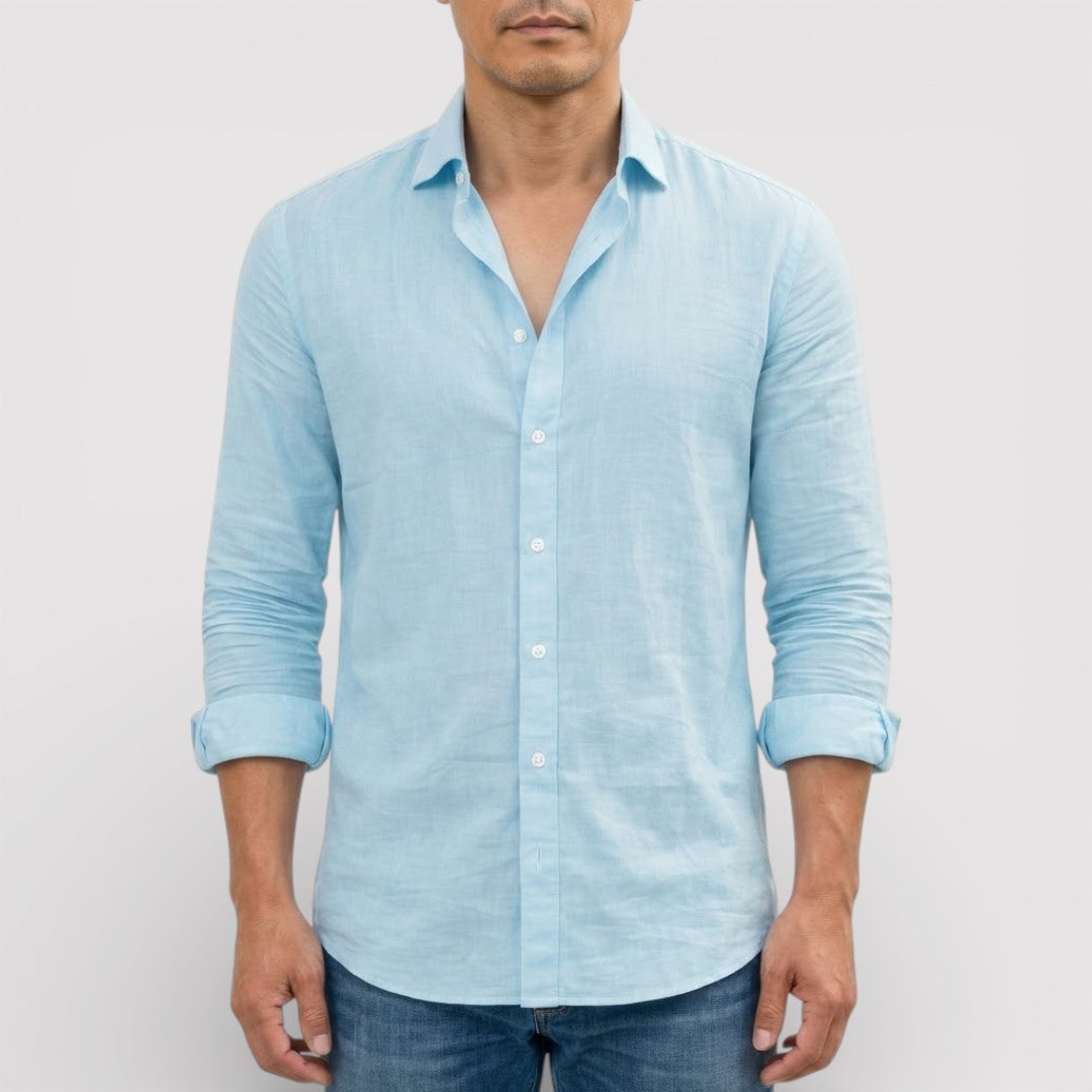 ORVIN 通気性リネン混シャツ