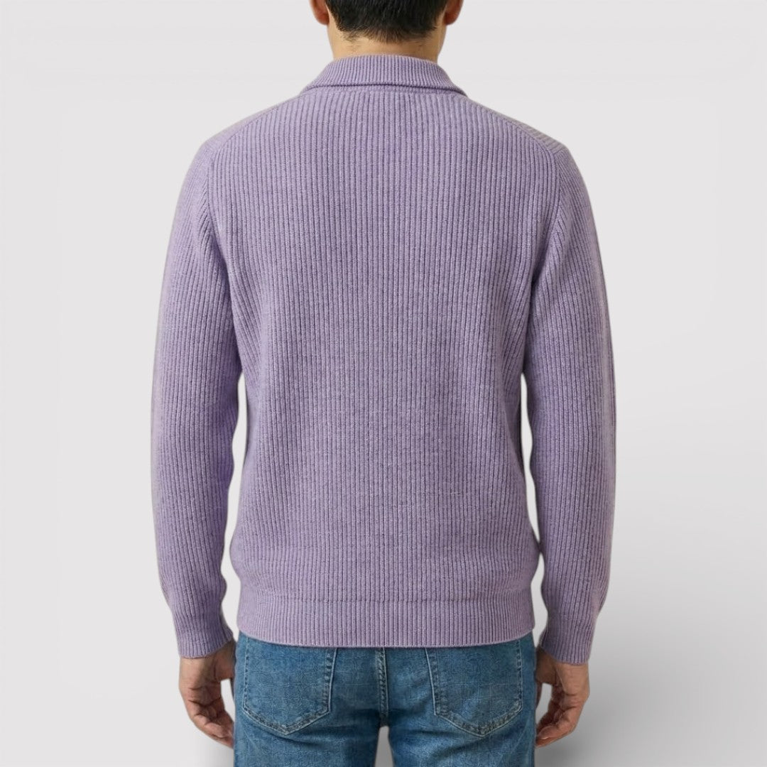 RONEL  テクスチャード・リブ・ハーフジップ・ニット