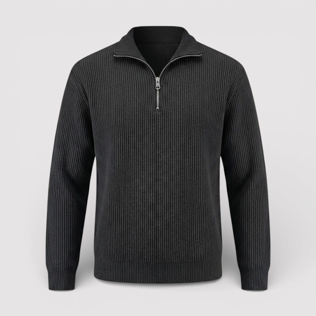 RONEL  テクスチャード・リブ・ハーフジップ・ニット