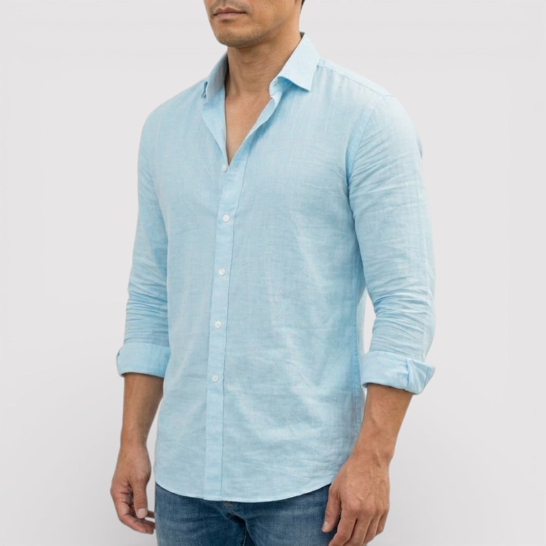 ORVIN 通気性リネン混シャツ