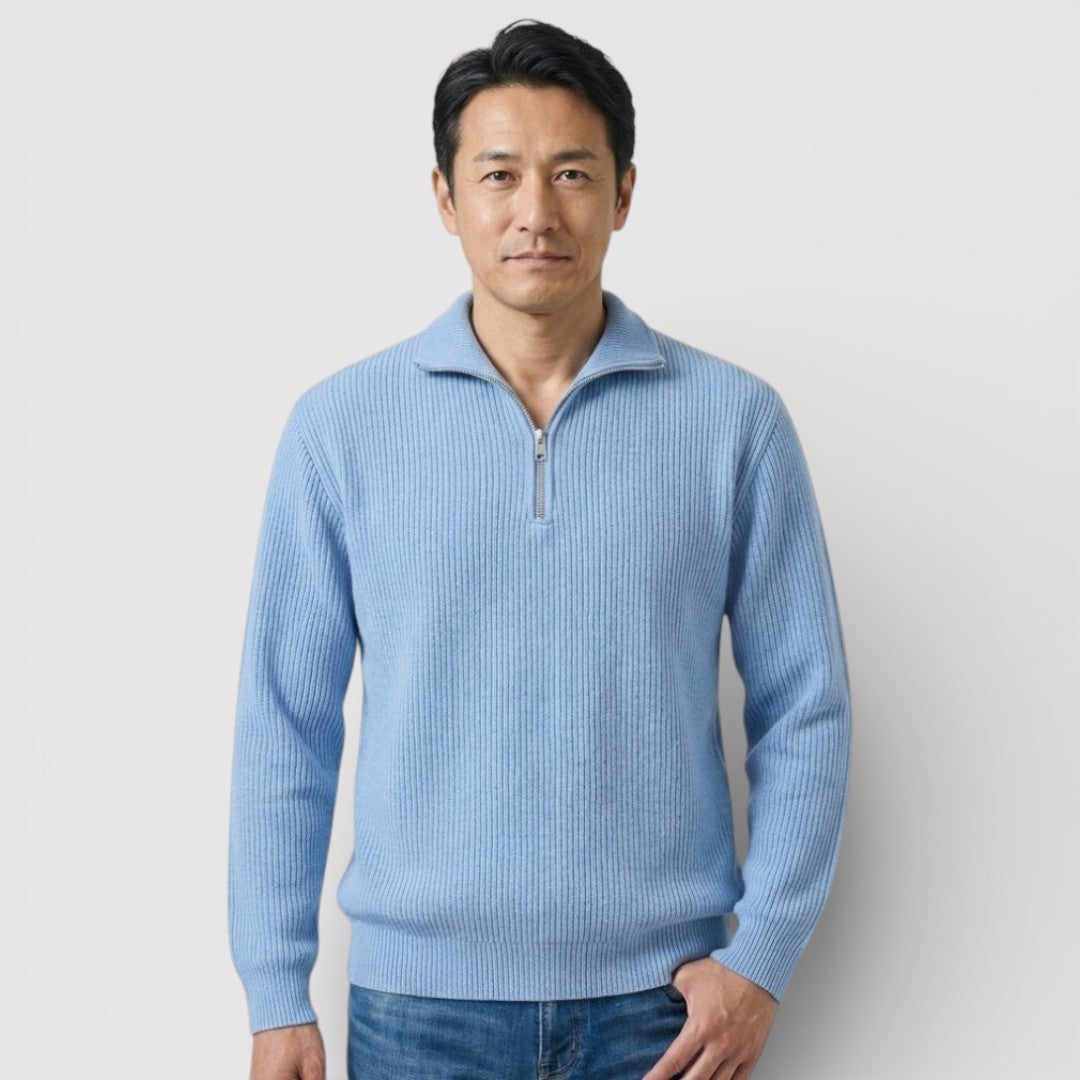 RONEL  テクスチャード・リブ・ハーフジップ・ニット