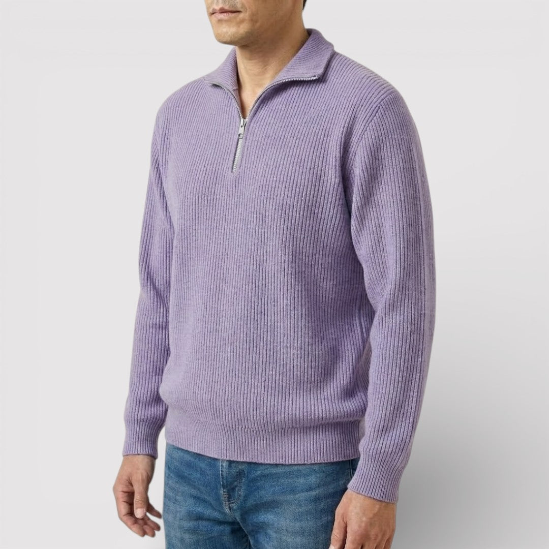 RONEL  テクスチャード・リブ・ハーフジップ・ニット