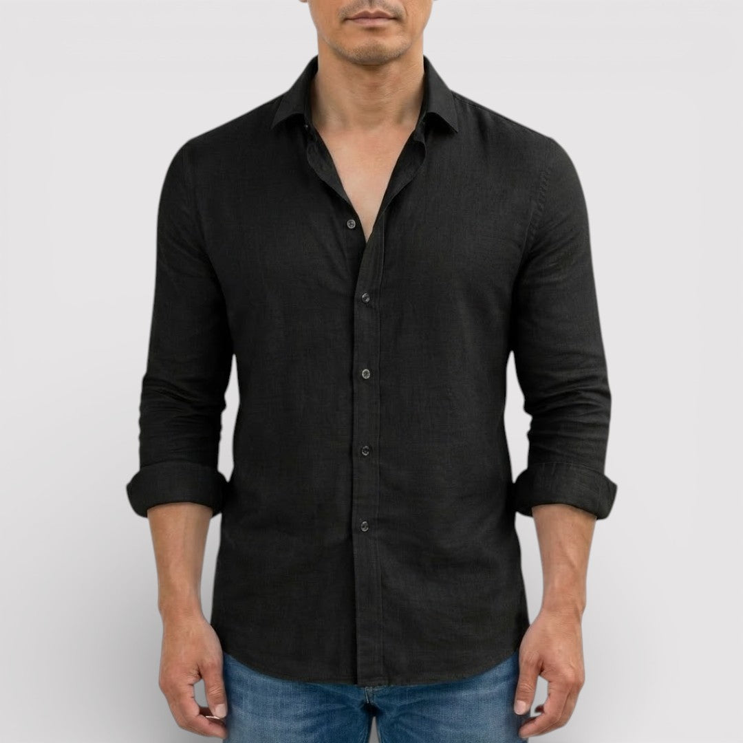 ORVIN 通気性リネン混シャツ